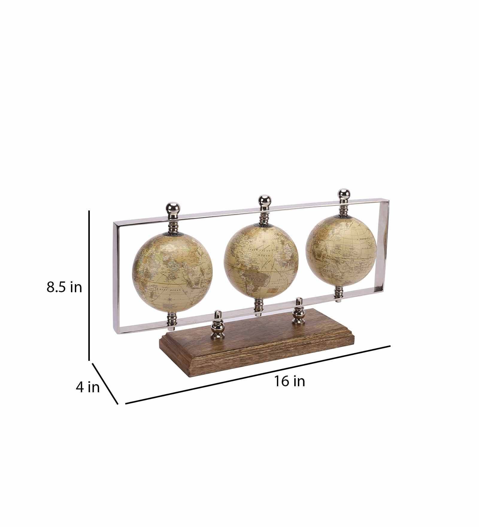 Triple Vertical Silver Iron Table Accent